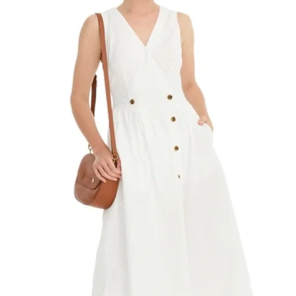J. Crew | Dresses | New J Crew White Cotton Poplin Sleeveless Rosina Midi  Dress Style L646 Size 0 | Poshmark